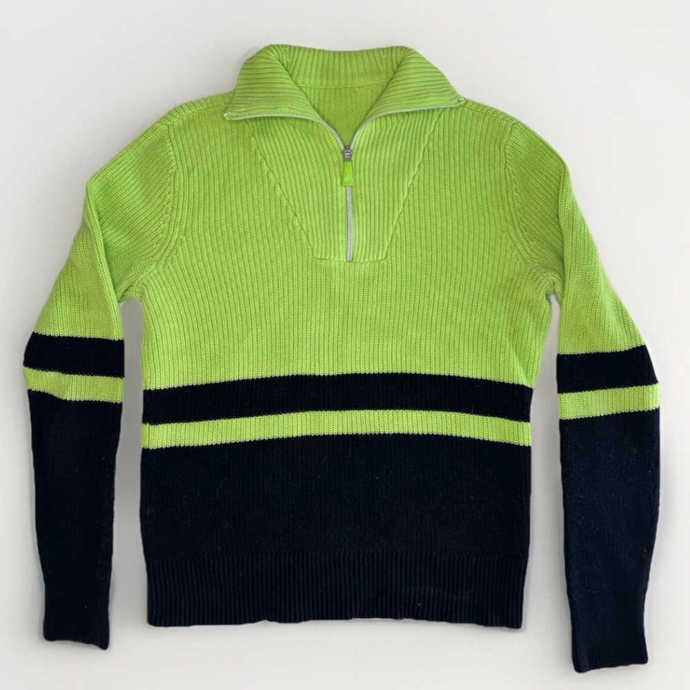Lauren Ralph Lauren Active Green & Black Quarter Zip Sweater Color block